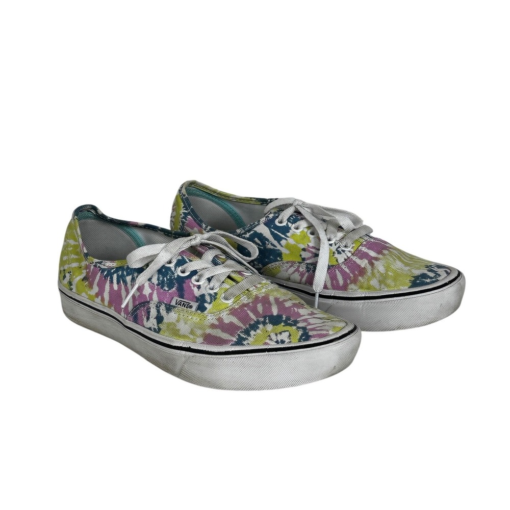 Vans Yellow Pink Lace Up Comfy‎ Cush Shoes Womens Size 9.5 Mens Size 8 Sneakers